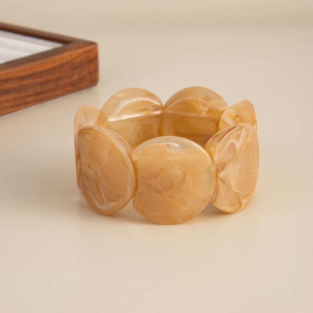 Vintage Maillard Smudge Żywica Elastyczna Bransoletka, Modna Geometryczna Zakrzywiona Łączona Koralikowa Bransoletka.