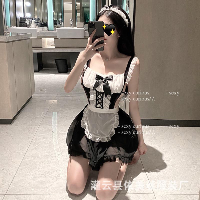 Maid outfit sexy female sexy uniform seduction transparent small chest passion suit