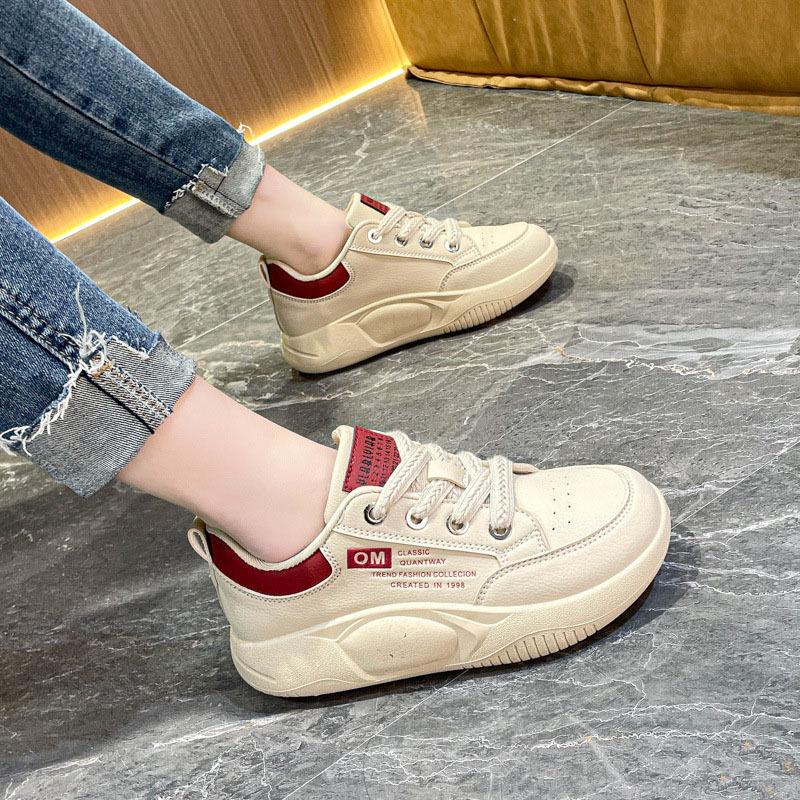 

ins Korean version of white shoes for women s 2024 spring new heightening student board shoes for women s thick-soled street shooting casual HB6682 35 красный