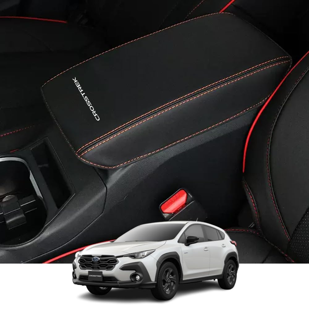 Kakash PU Leather Armrest Leather Scratch and Stain Interior Center Console Console Box Custom Design with Orange Compatible with the New Subaru