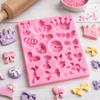 Food Grade Silicone Fondant Mold Crown Bow Design Multiple Cavities Silicone Mold Smooth Surface Heat Resistant Sugar Paste Mold