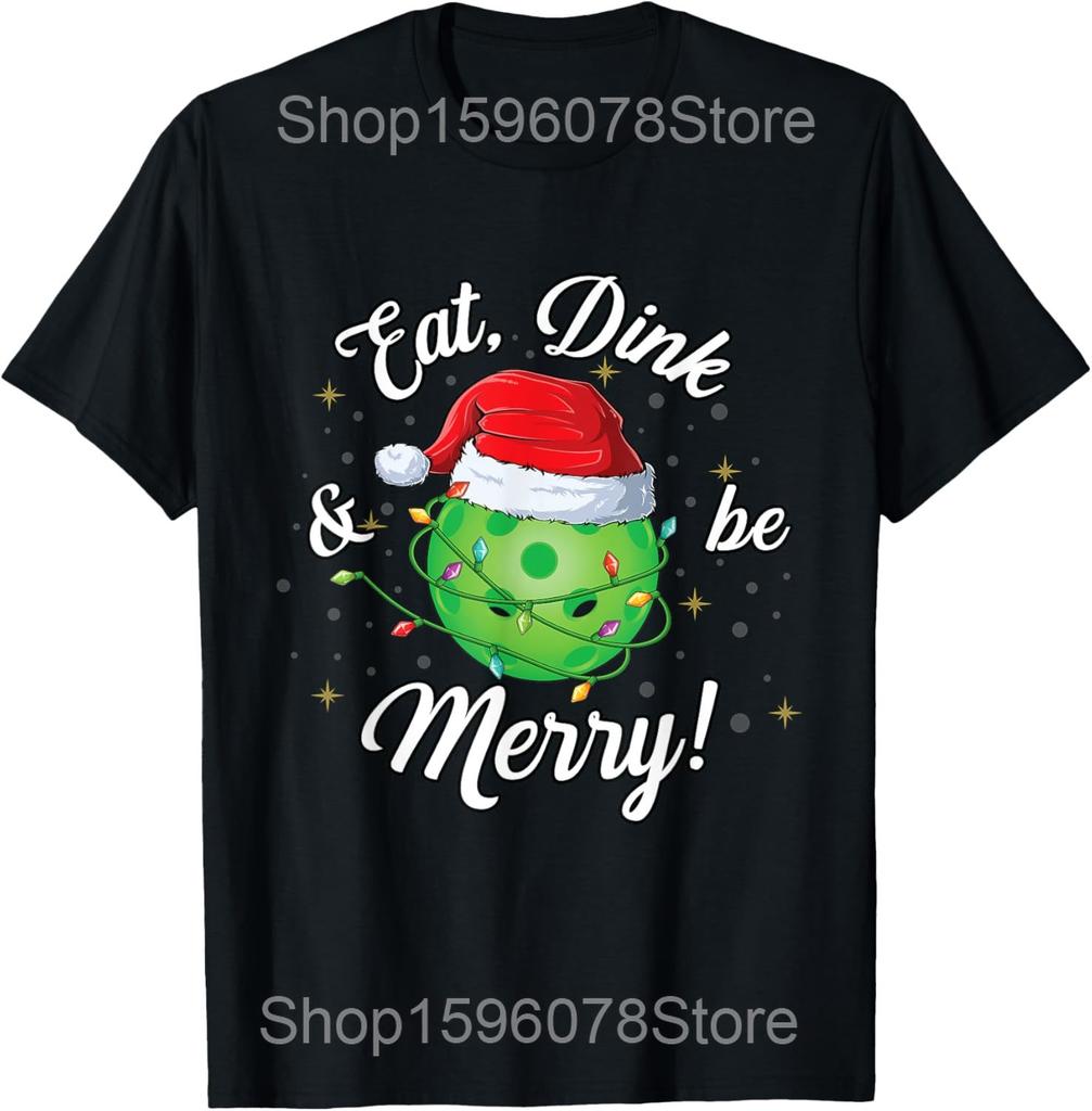 12 Days of Pickleball Christmas Players Season Sport Lover T Shirts Men Streetwear Tee Shirt Short Sleeve Unisex Loose Clothing