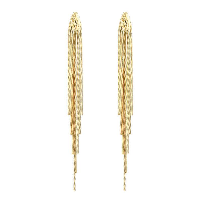 New Chain Tassel Long Earrings for Women Light Luxury Premium Dangle Earrings Exaggerated Fashion Design Statement Jewelry