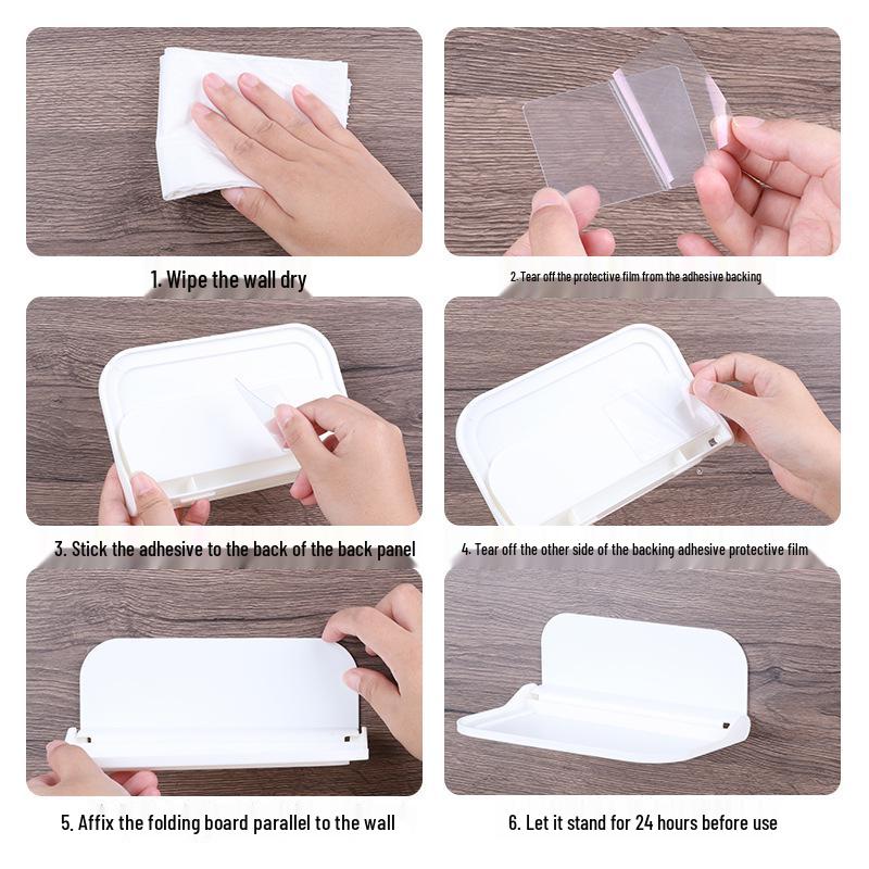 Foldable Wall-Mounted Punch-Free Storage Rack for Phone & Accessories