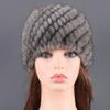Real Natural Mink Hats for Women Winter Knitting Ear Warm Two-color Match Cap Cross-weave With New Fashion Fur Hat