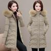 Women Down Cotton Coat Winter Puffer Parkas Fur Collar Thicken Warm Snow Wear Hooded Padded Coat Zipper Woman Overcoat