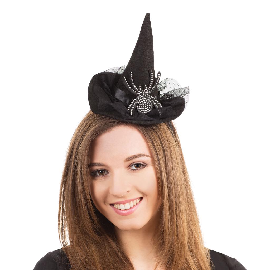 Bristol Novelty Womens Diamante Spider Witch Hat