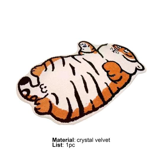 Tapete adorável com estampa de tigre, capacho de pelúcia macio e fofo para uso diário