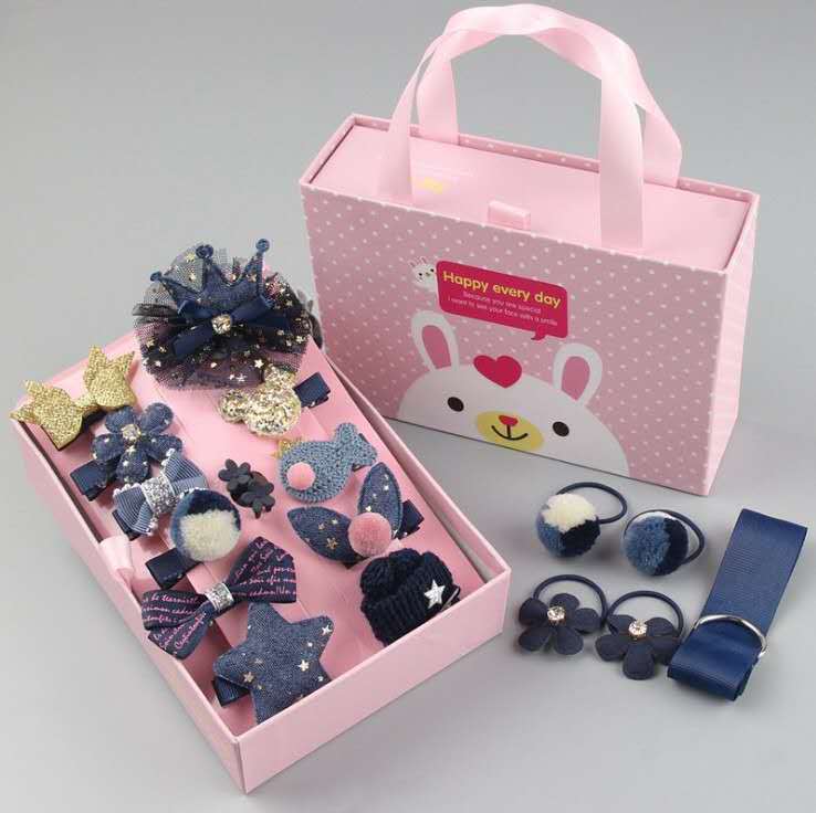 Yisugar New Style Korean Fashion Cute Beautiful Children s Hair Accessories 18 Piece Sets Hair Clip Sets Rubber Hairpin