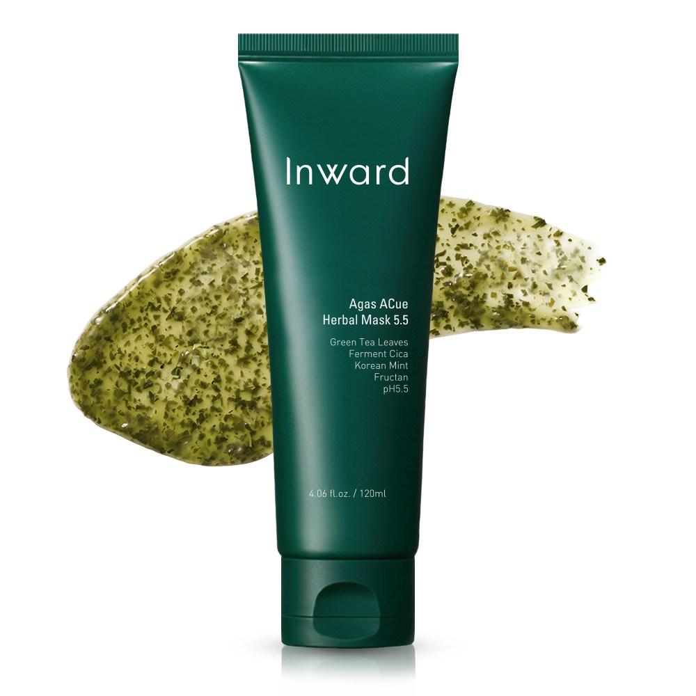 Inward Agas Accu Herbal Mask 5.5 120ml Sensitive acne skin redness soothing tube type green tea pack, 1 pack, 1 piece