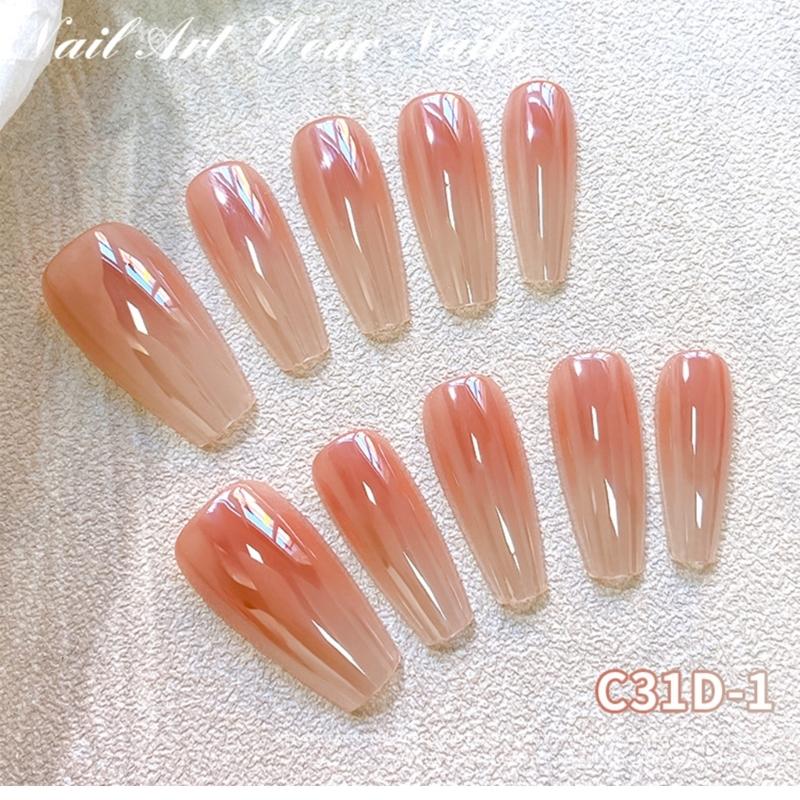 Long French False Nails Stick On Nails Nail Gradient Press on Nails DIY Art Accessories Display for Personal Style