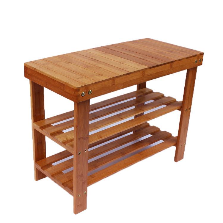 2-Layer Bamboo Shoe Rack - Multi-functional Bench & Storage for Entryway