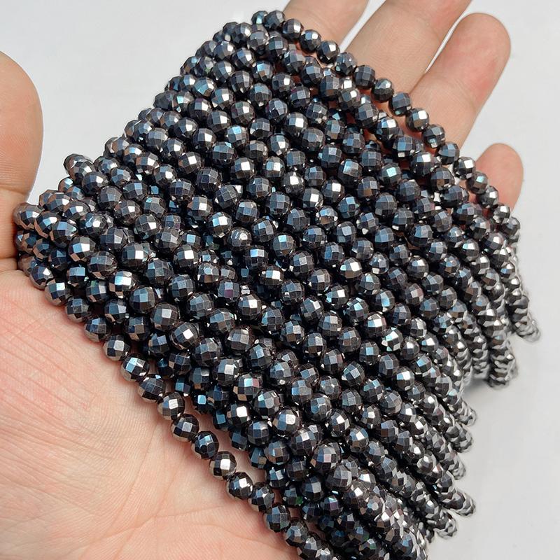 6MM Faceted Round Spacer Gem Stone Beads Loose Crystal Quartz Jaspers Bead For Beadwork Jewelry Making Women Bracelet Necklace