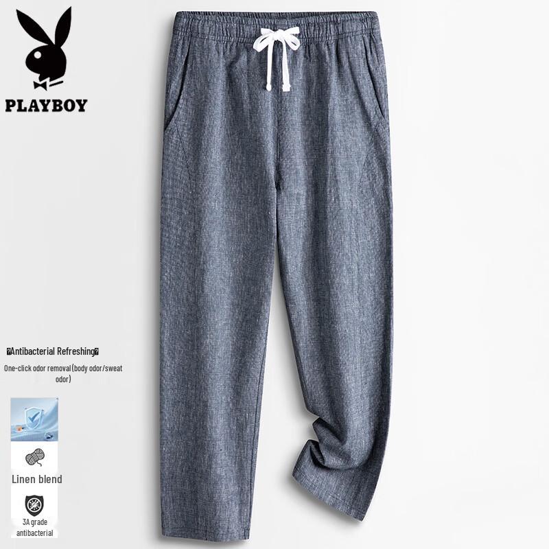 Playboy Men s Linen Blend Casual Straight Pants 2XL