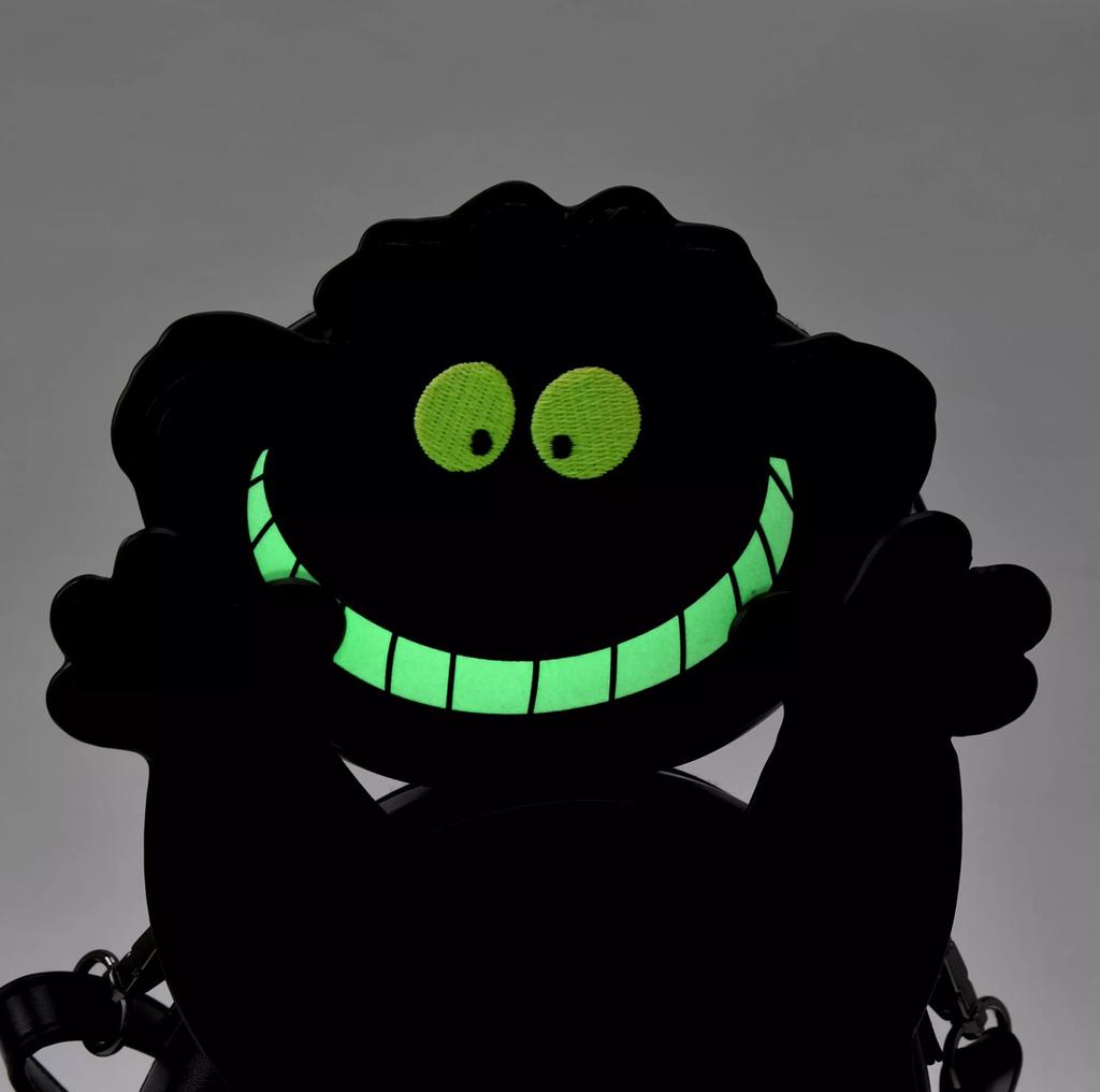 DISNEY Cheshire Cat Shoulder Bag Glow-in-the-Dark Die-Cut Black (CHESHIRE CAT) Japan NEW