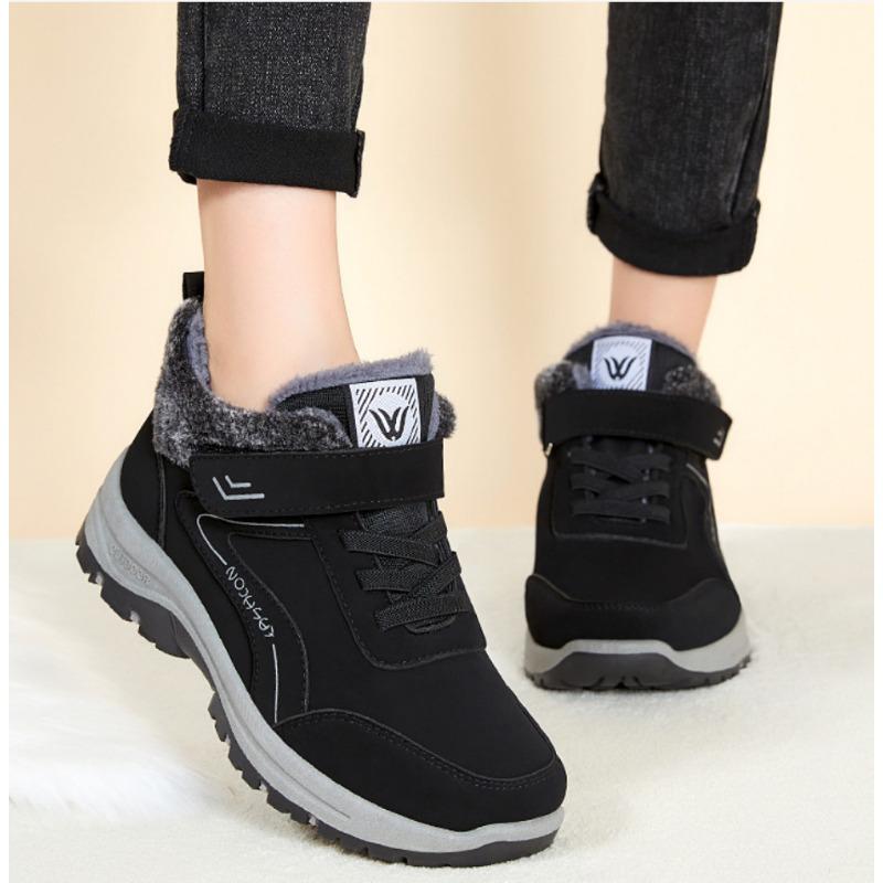 Módní Trendy Nové Zimní Plyšové Hrubé Tenisky Pohodlné Sněhule Outdoorové Turistické a Vycházkové Boty Suchý zip Teplé Kotníkové Bavlněné Boty