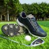 Waterproof Golf Shoes Women Spikes Golf Sneakers Gym Walking Shoes with Spikes Comfortable Training Golfing Spiked Shoes Leather