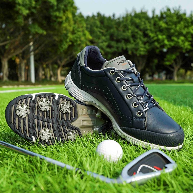 Waterproof Golf Shoes Women Spikes Golf Sneakers Gym Walking Shoes with Spikes Comfortable Training Golfing Spiked Shoes Leather