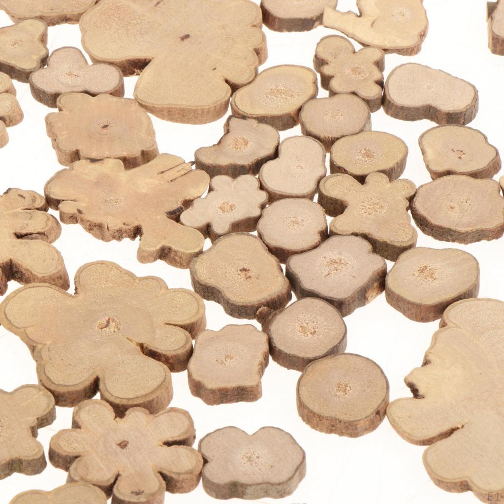 50Pcs Irregular Wood Log Slices, Coasters for Weddings Centerpieces, Drawing Crafts
