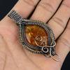 Baltic Amber Pendant, 999 Copper Wire Wrapped Gemstone Jewelry, Handmade Pendant For Mother Day