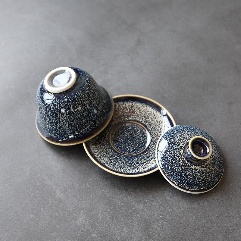 130ml Kiln Change Tianmu Glaze Covered Bowl Ceramic Tea Bowl