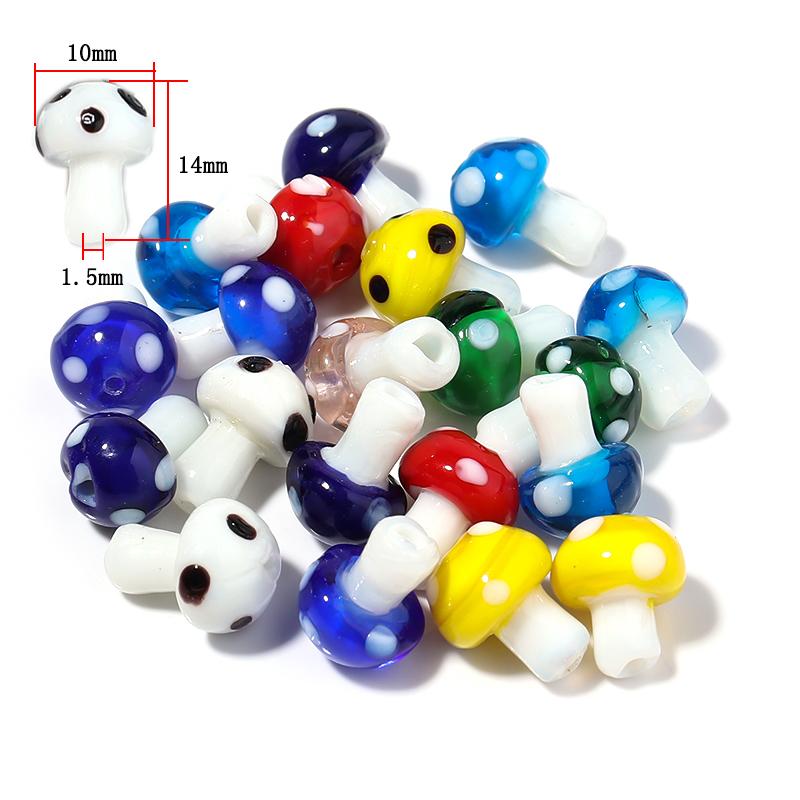 10-20Pcs 16x12mm Liuli Silica Lampwork Mushroom Beads Colourful Loose Glass Beads For Needlework DIY Jewelry Making Accessories