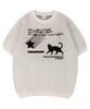 VENHIT Star And Cat Jacquard Knit Half Tee [Ivory]