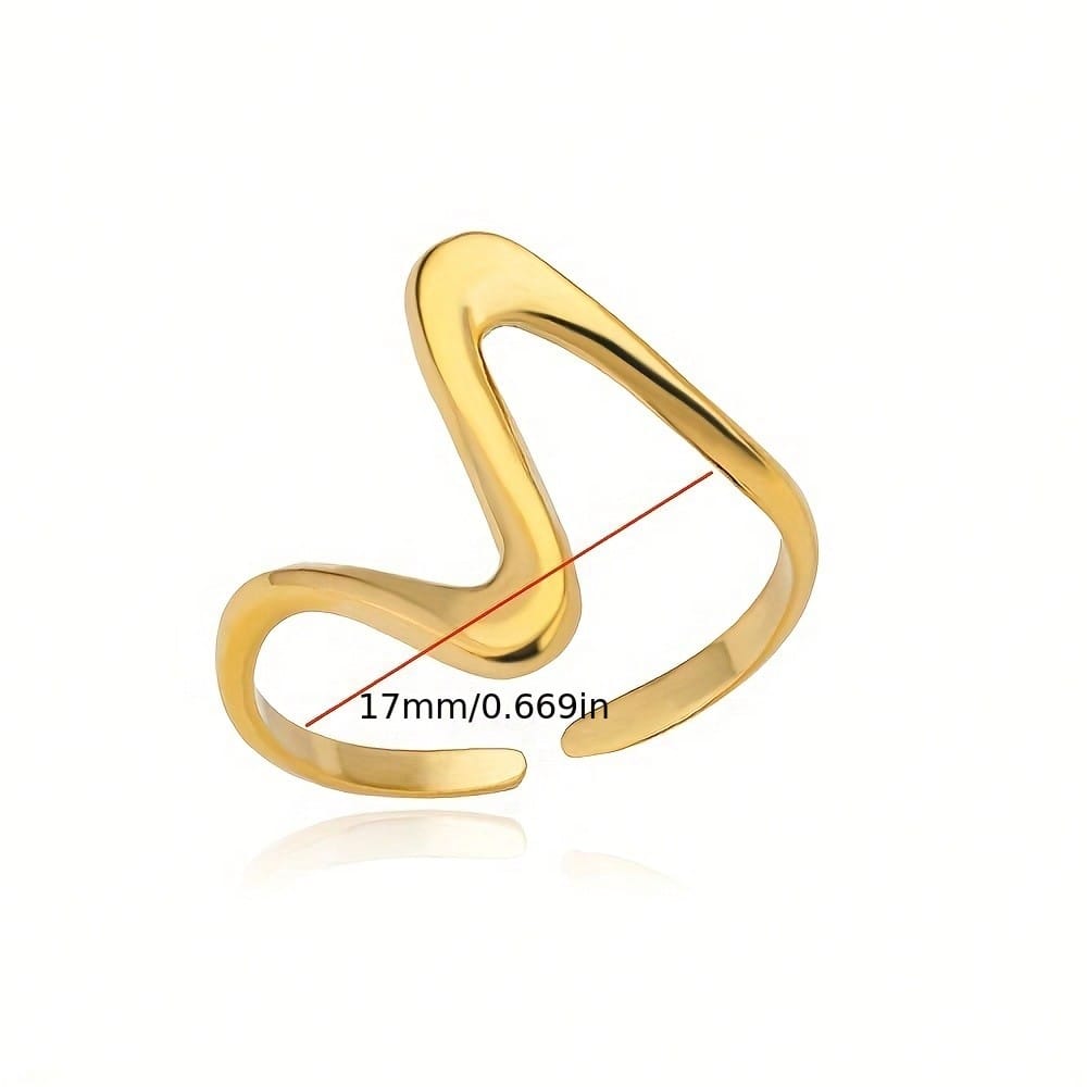 1 Pair Of Personalized Irregular Curve Opening Rings, Stainless Steel Adjustable Rings, Simple And Versatile Commuting Accessories