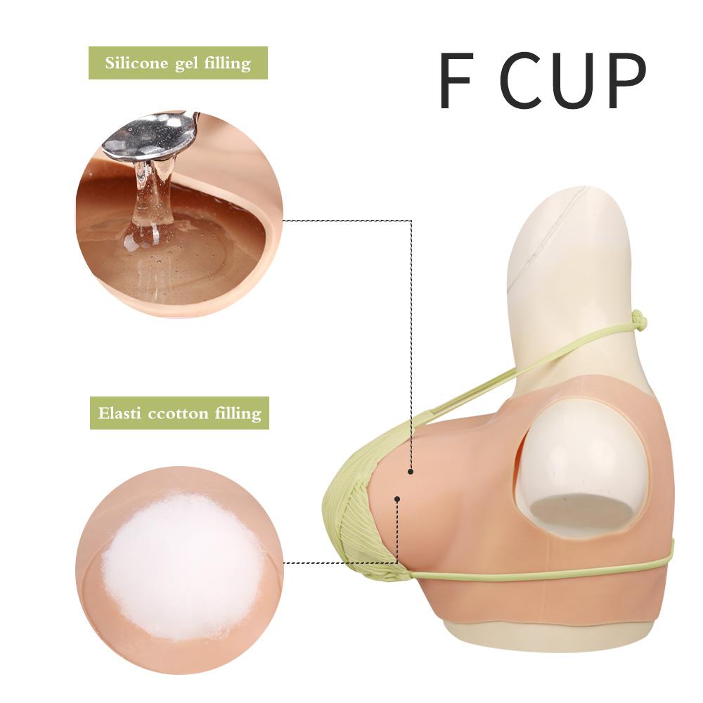 1 Piece Asian yellow Round neck Silicone Breastplate Fake boobs Fake breasts forms B-G Cup Breast Plates Transgender Cosplay Dra