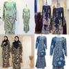 Vintage Style Long Dress With 3d Printed Pattern For Business Casual And Evening Wear