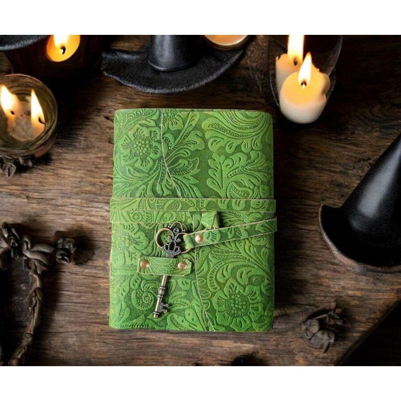 Handmade Leather Book, Leather Grimoire -Handmade Deckle Edge Paper Leather Bound Journal -Book of Shadow Leather Sketchbook-Drawing Journal