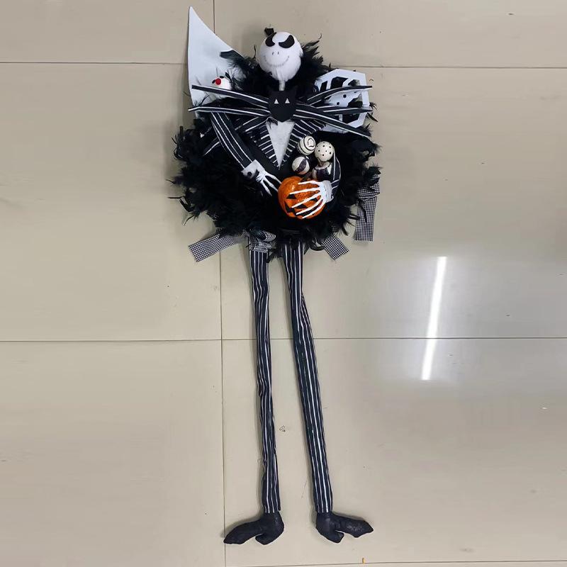 Zhongran Halloween Horror Pumpkin Wreath Door Hanging Holiday Party Horror Skull Decoration Props