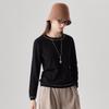 Zhaojun Women's Fine Wool Contrast Stitch Round Neck Sweater