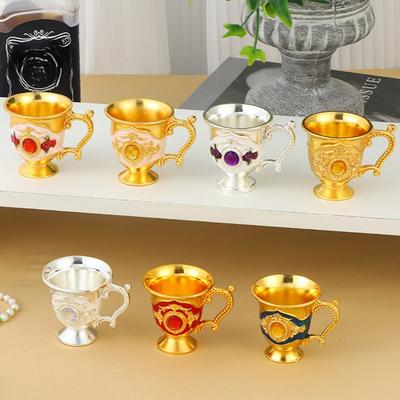 Metal Baijiu Cup European Creative Belt, One or Two Cups, High-end Household One-bite Cup, Light Luxury Wedding Toast Cup