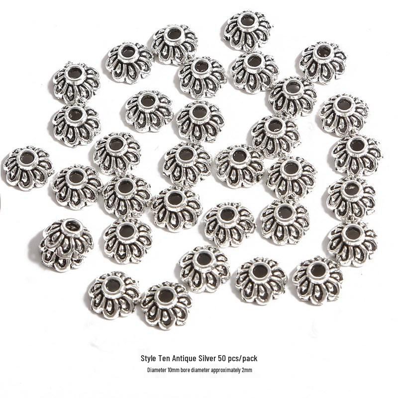 Handmade Antique Silver Flower Spacer Beads for DIY Bracelets & Hair Accessories