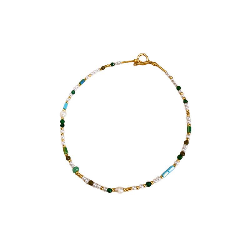 French Retro Pearl Beaded Necklace With Geometric Design For Elegant Women
