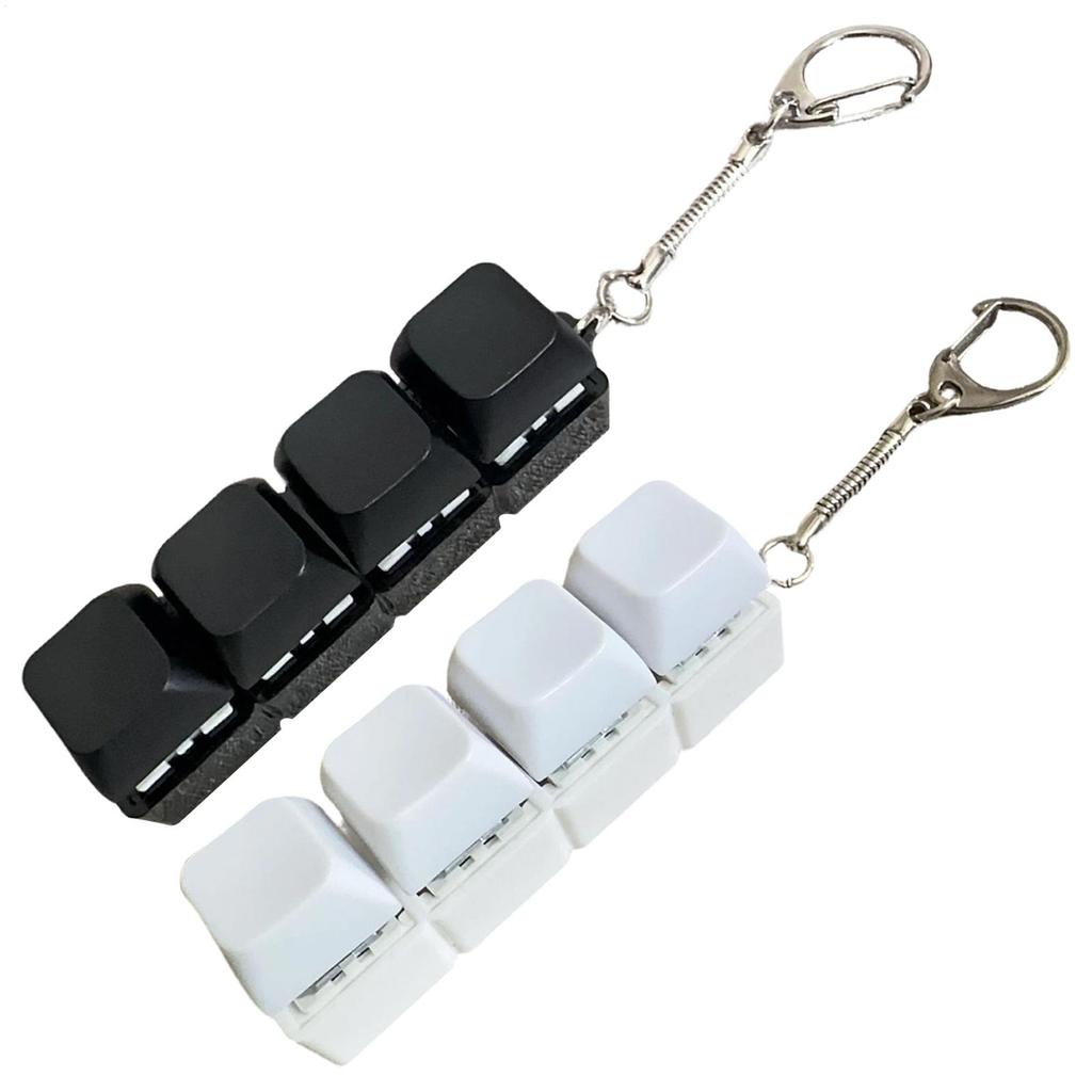 Keyboard Key Toy 4 Keys Button Keycap Fidget Keychain Keyboard Clicker Toy Stress Relief Keyboard Cube Toy for Adult Gifts
