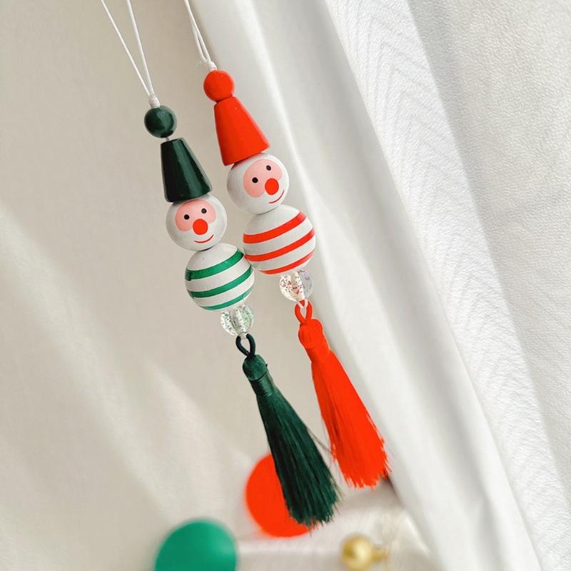 Christmas Theme Phone Lanyard Puppet Pendant Strap Detachable Beaded Phone Chain Keyring Portable Accessory for Women