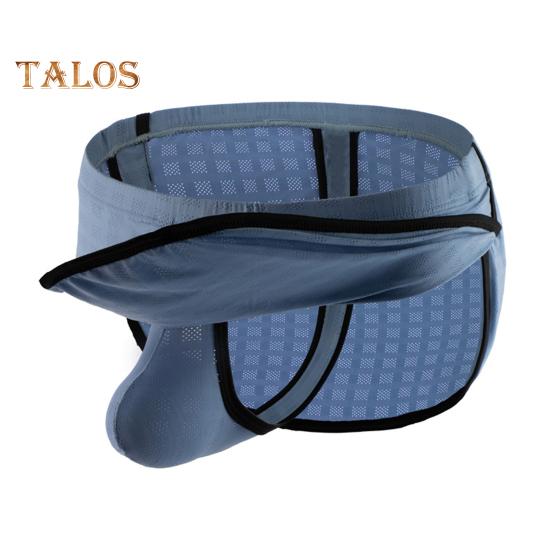 Men Thong Sexy Low-Rise Elastic Waistband Slim Fit Briefs Solid Color Breathable Mesh Panties Daily Wear