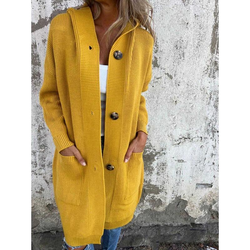 TIFICY Women's Fashion Casual Fall Winter Solid Color Print Long Sleeve Hooded Sweaters