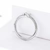 WOSTU Authentic 925 Silver Forever Clear CZ Circle Round Finger Rings Women Wedding Fine Jewelry Gift