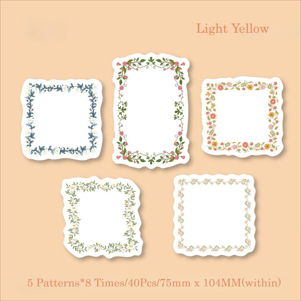 20/40Pcs Flower Series Vintage Flower Border Memo Pad Collage Scrapbook Material Paper Creative DIY Decoration Notes & Messages