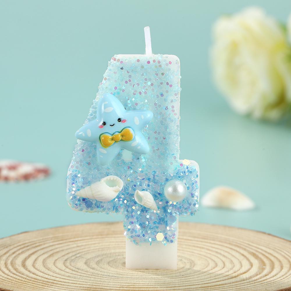 Handmade Cute Cartoon Starfish Number Birthday Party Candles