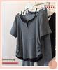 Women's Plus Size Patchwork Faux Two-Piece Short Sleeve T-Shirt - Loose, Slimming, Versatile Summer Style