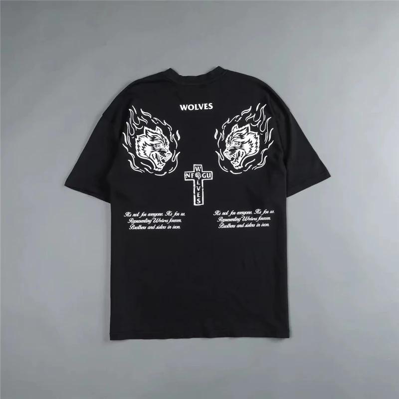 WOLVES CLUB US SIZE Brand Men's T Shirts Cotton High Quality Casual Tops Tee Short Sleeve Men Clothing Darcs Oversized T-shirt