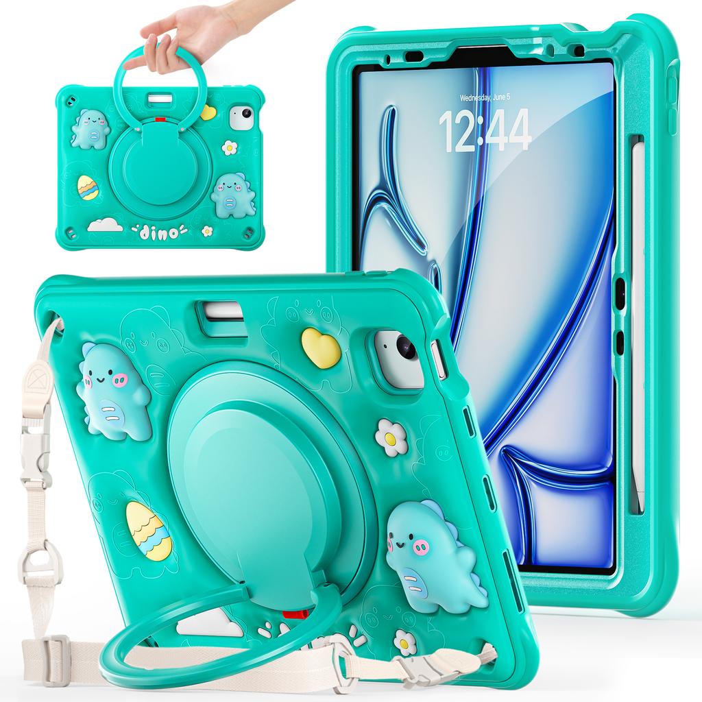 Handle Grip Case Universal for IPad Air 11 2025 M3 2024 M2 Pro11 2018-2022 Air 4 5 10.9" Rotating Stand Armor Cover Kids Cartoon