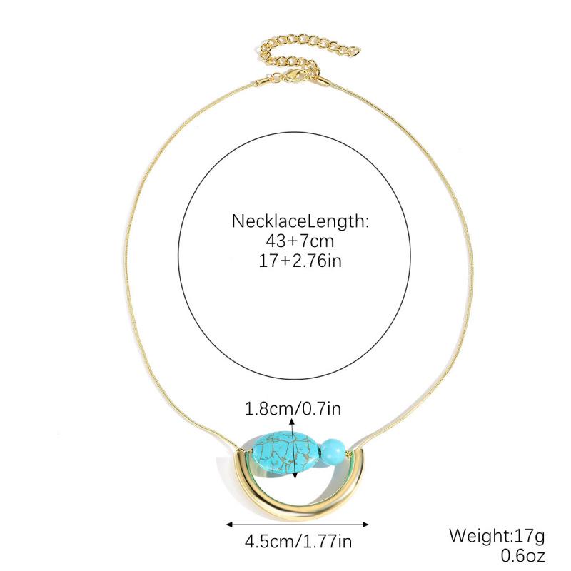 Turquoise Stone Beaded Necklace With Water Drop Pendant Blue Green Beads Layered Look Daily Jewelry For Women Casual Commuter Style 41-50 Cm