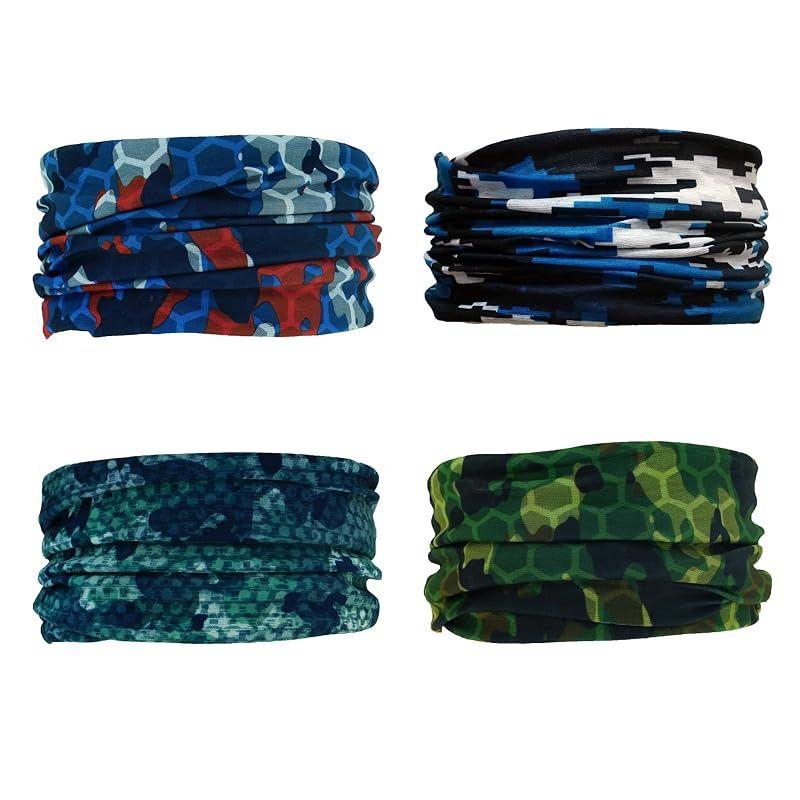 Used [NEW] [SMEHCF] Multi-purpose Bandanas 4 Pack for Women Men Headband Balaclava Hair Head Scarf Face Half Airsoft Paintball Mask Neck Gaiter