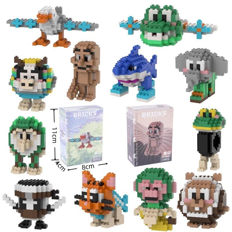 Hot Tungtungsahur Micro Particle Building Block Toy Blind Box Wooden Stick Hand Model Puzzle Assembly Children's Toy