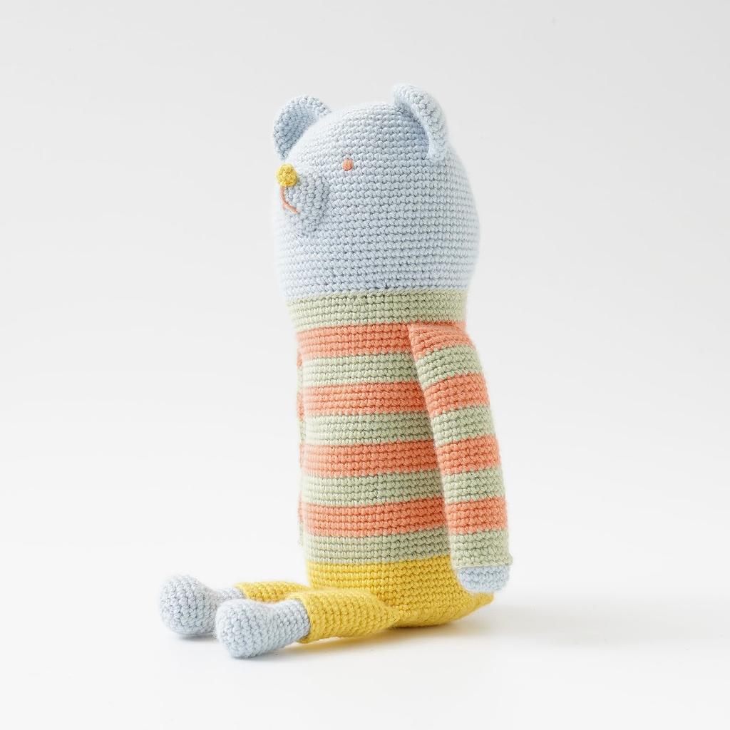 Raw Wool Knitting Kit Amigurumi #4-8 Bear In Striped Clothes